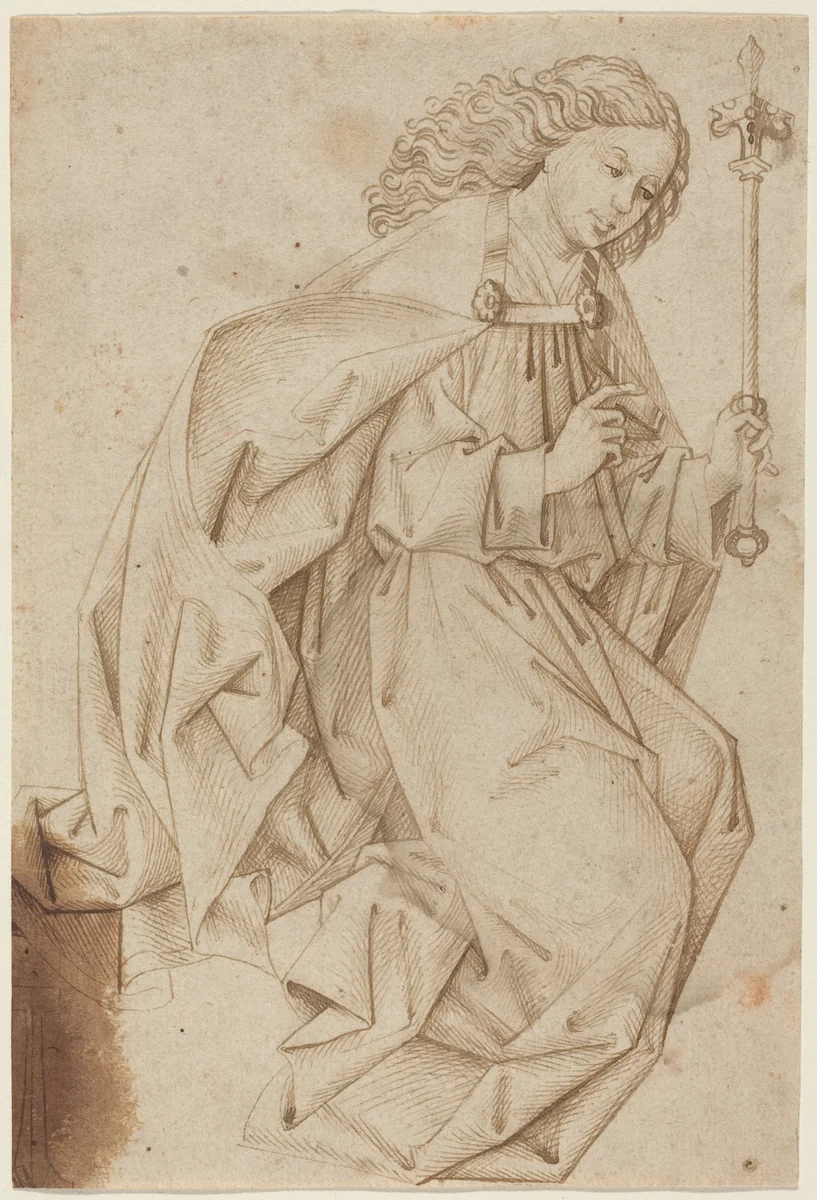 The Angel of the Annunciation by Swabian 15th Century, drawing, 1480-1490