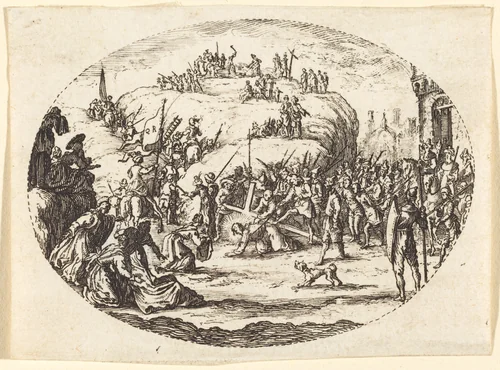 The Small Carrying of the Cross by Charles-Nicolas Cochin I; Jacques Callot, print, 1688-1754