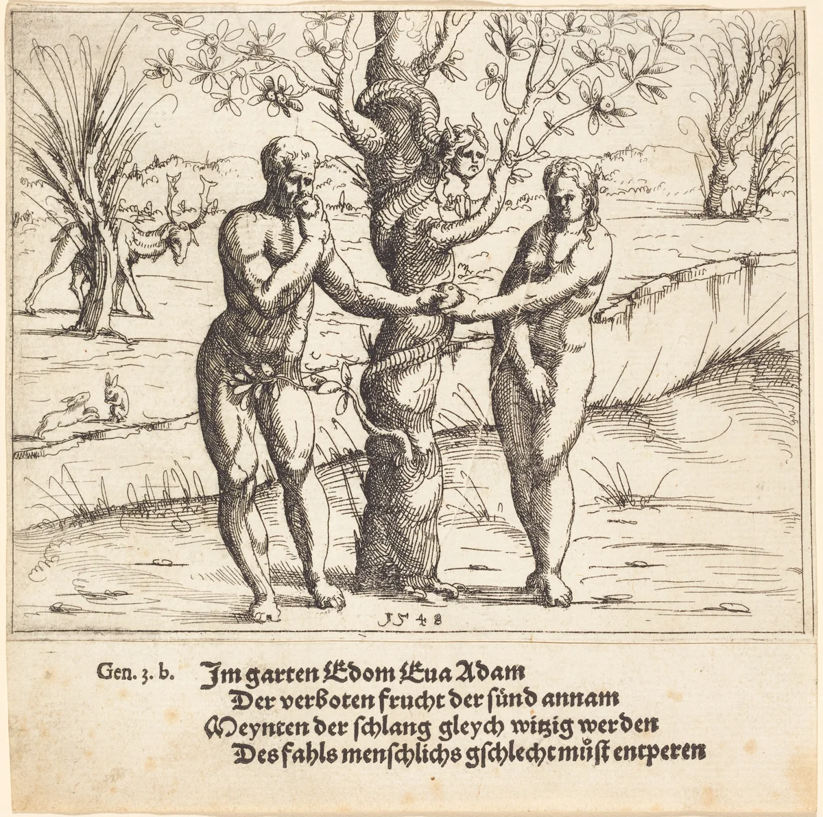 The Fall of Man by Augustin Hirschvogel, print, 1548