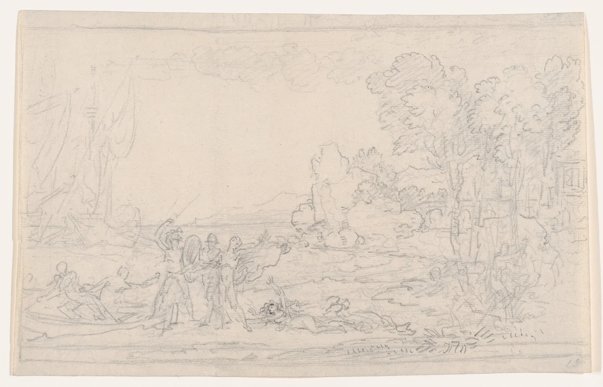 Rinaldo rescued from Armida by Benjamin West, drawing, 1766-1800