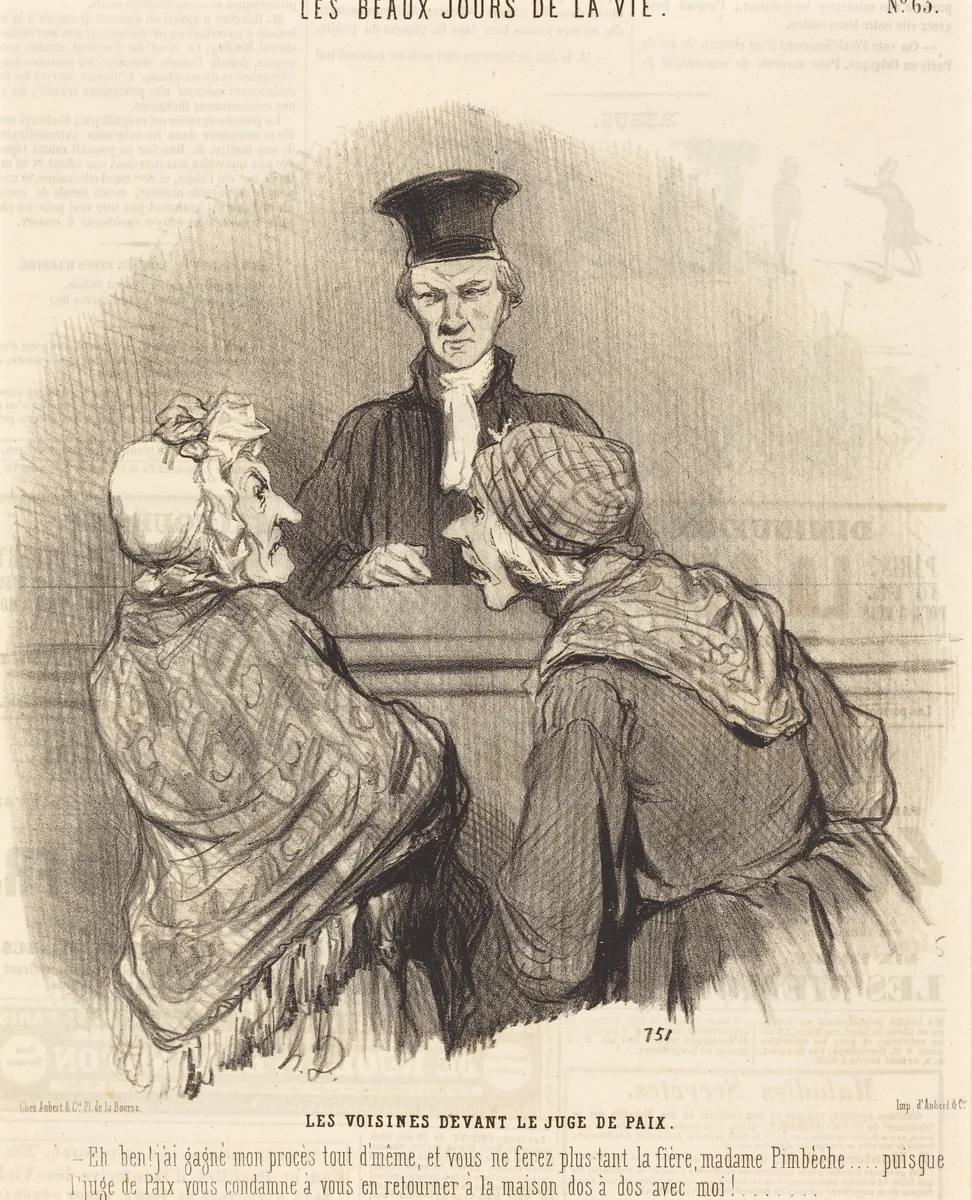 Les Voisines devant le Juge de paix by Honoré Daumier, print, 1845