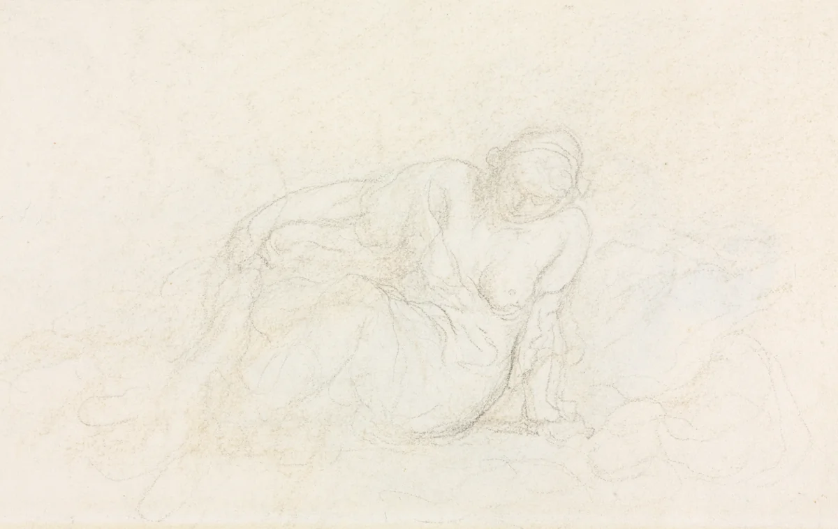 Reclining Woman Leaning on Her Arm (verso) by Honoré Daumier, drawing, 1855-1860