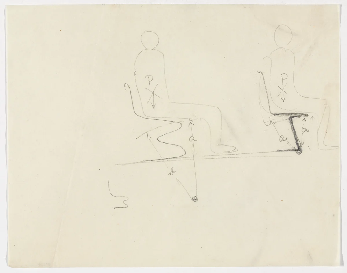 Lounge Chairs with Figures (Two elevation sketches) by Ludwig Mies van der Rohe, mies van der rohe archive, 1926