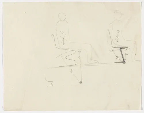 Lounge Chairs with Figures (Two elevation sketches) by Ludwig Mies van der Rohe, mies van der rohe archive, 1926