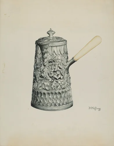 Silver Chocolate Pot by Florence Hastings, index of american design, 1938