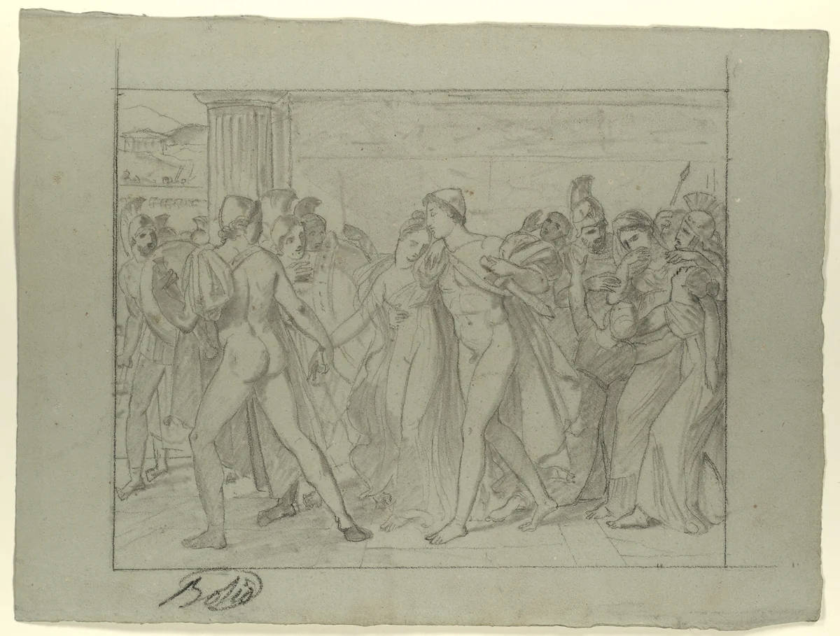 Composition Study for "Castor and Pollux Freeing Helen" by Joseph-Ferdinand Lancrenon, drawing, 1817