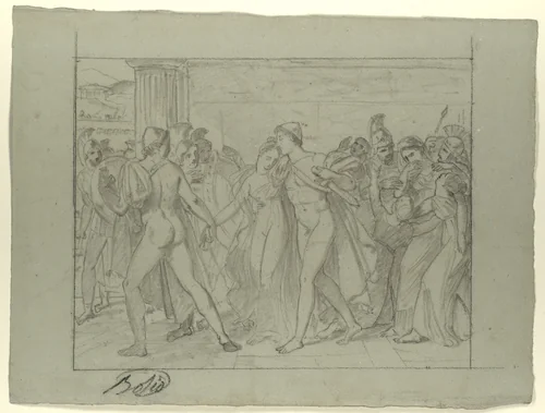 Composition Study for "Castor and Pollux Freeing Helen" by Joseph-Ferdinand Lancrenon, drawing, 1817