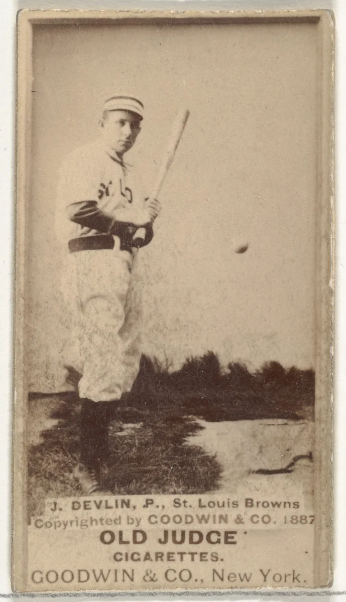 James H. "Jim" Devlin, Pitcher, St. Louis Browns, from the Old Judge series (N172) for Old Judge Cigarettes by Goodwin & Company, photograph, 1887
