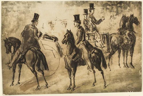 Riders and Equipage by Constantin Guys, drawing, 1822-1892