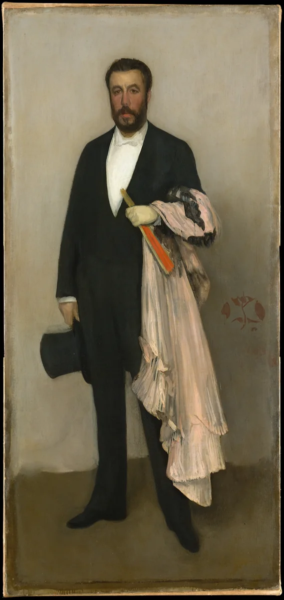 Arrangement in Flesh Colour and Black: Portrait of Theodore Duret by James McNeill Whistler, artwork, 1883