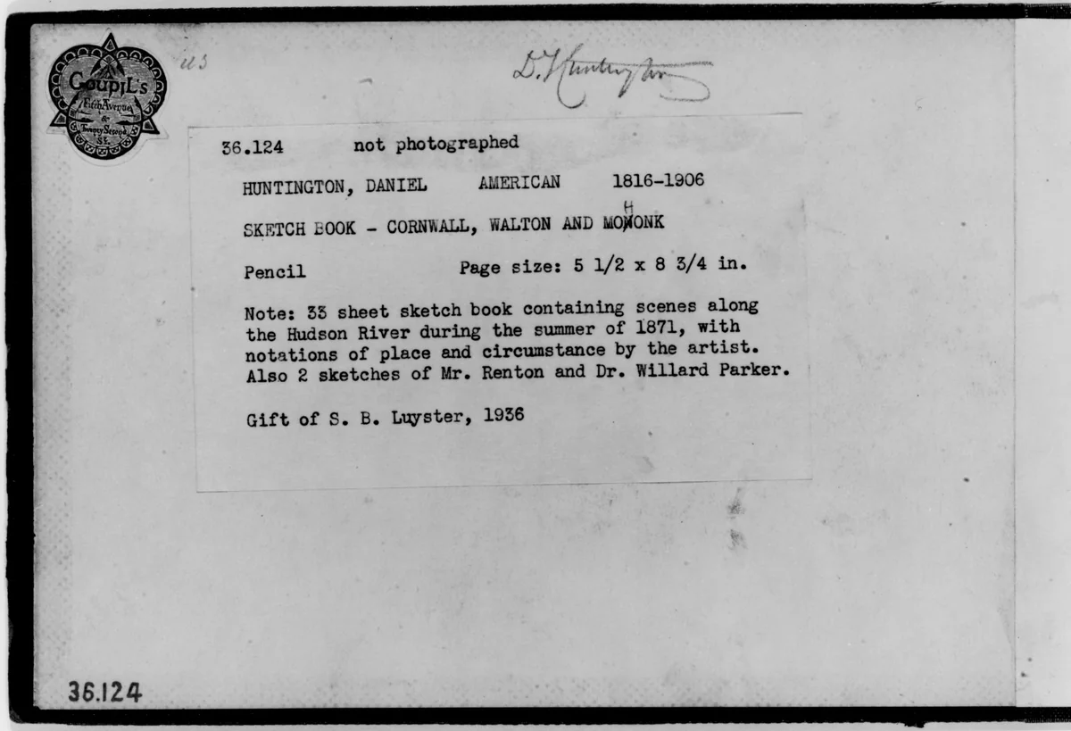 Sketchbook of Hudson River and Shawangunk Mountain Subjects by Daniel Huntington, artwork, 1870-1871