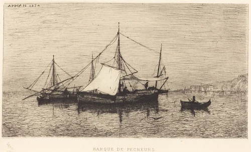 Barque de Pecheurs by Adolphe Appian, print, 1874