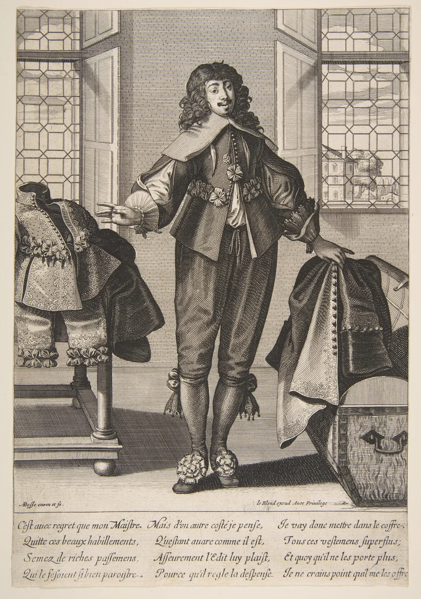 A Valet Putting Away the Luxious Clothes of His Master by Abraham Bosse, print, 1630-1676