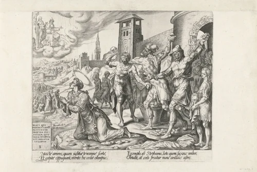Steniging van Stefanus by Harmen Jansz Muller, print, 1564-1568