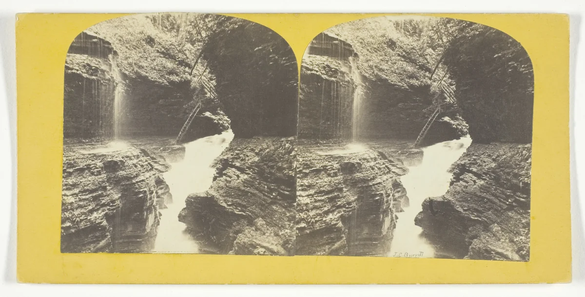 Freer Glen at Watkins Rainbow Falls and Triple Cascade 3rd Glen by J. C. Burritt, photograph, 1860-1865
