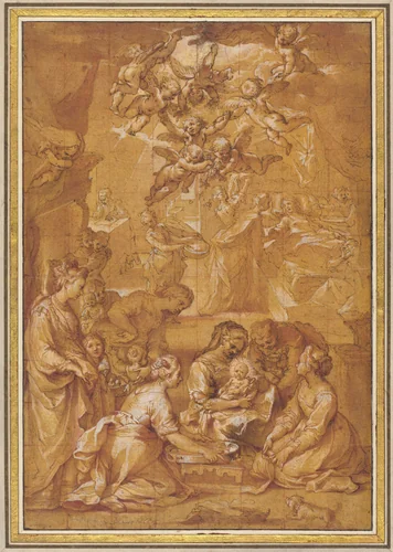 The Birth of the Virgin by Ventura Salimbeni, drawing, 1605-1610