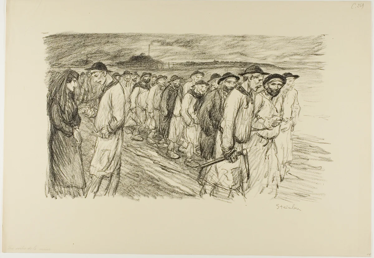 Coming out of the mine by Théophile Alexandre Steinlen, print, 1907