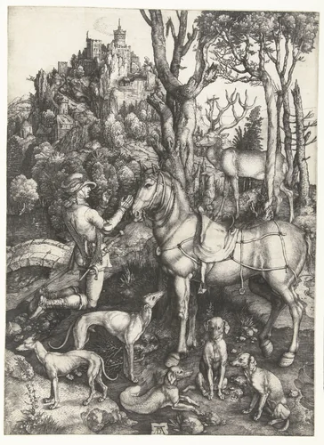 The Vision of St Eustace by Unknown, print, 1499-1503