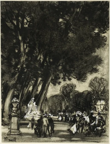 The Garden of the Island, Aranjuez by Joseph Pennell, drawing, 1898-1908