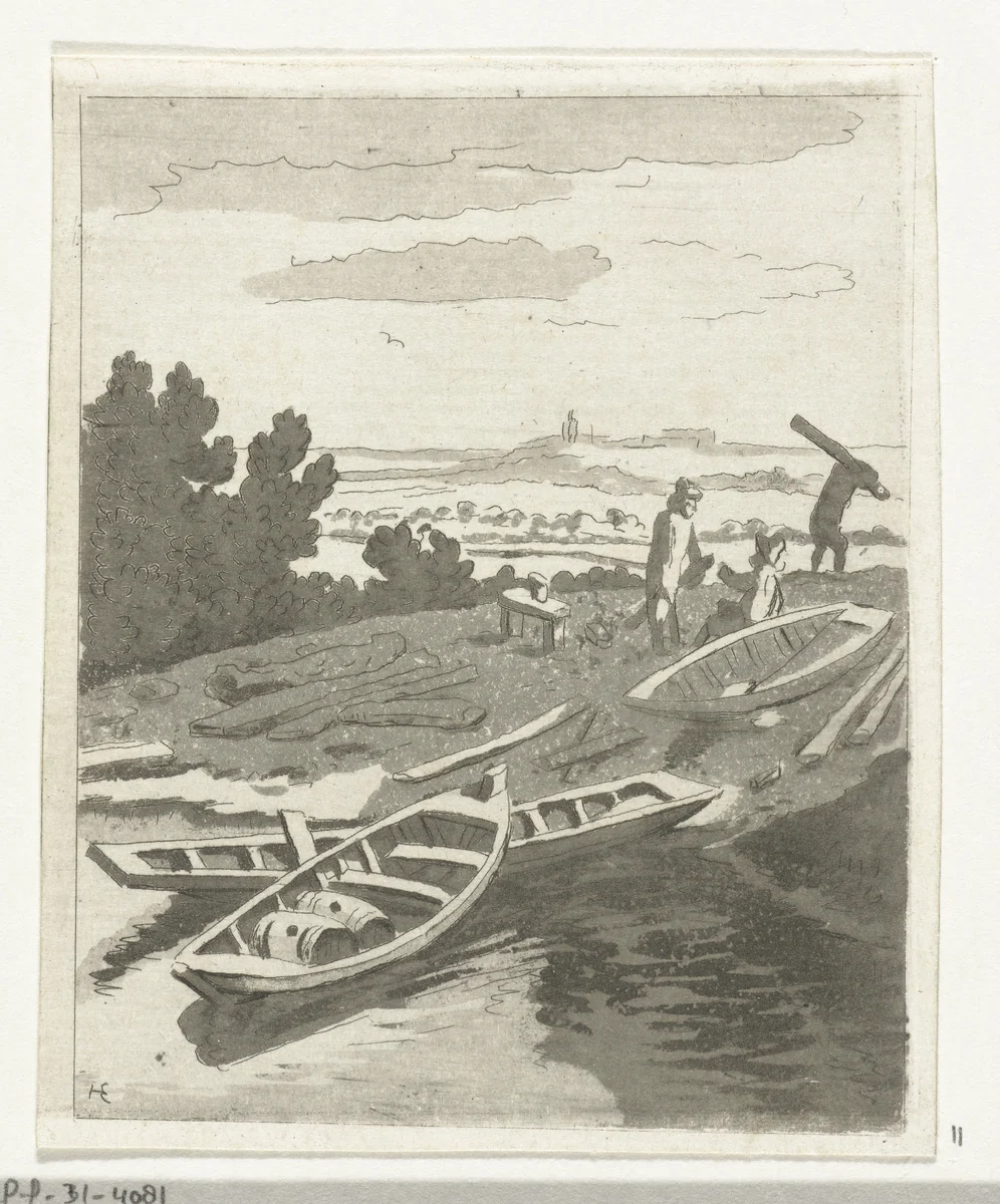 Roeiboten by Anthonie van den Bos, print, 1778-1838