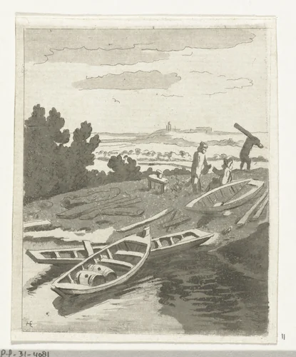 Roeiboten by Anthonie van den Bos, print, 1778-1838