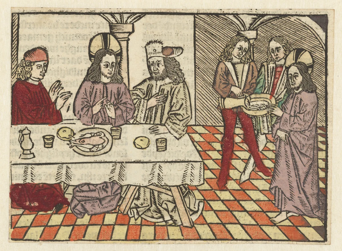 Christus in het huis van de Farizeeër by Unknown, print, 1485-1491