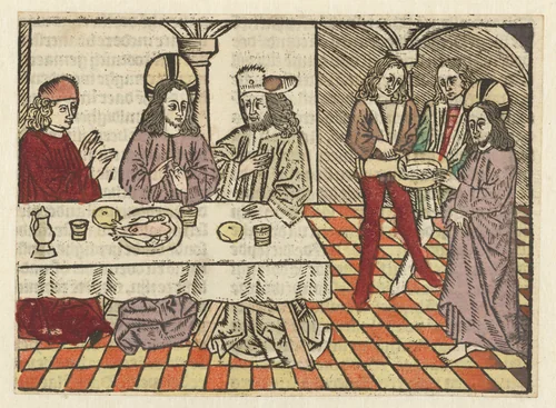 Christus in het huis van de Farizeeër by Unknown, print, 1485-1491