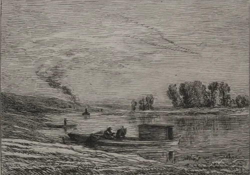 The Boat in Conflans by Charles-François Daubigny, print, 1866