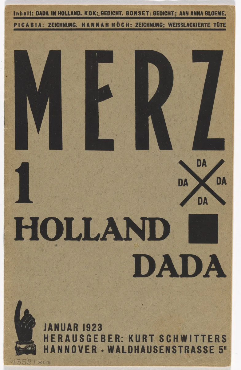 Merz no. 1: Holland Dada by Kurt Schwitters, design, 1923