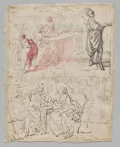 Theatre Scene (recto) by Gabriel de Saint-Aubin, drawing, 1760-1780