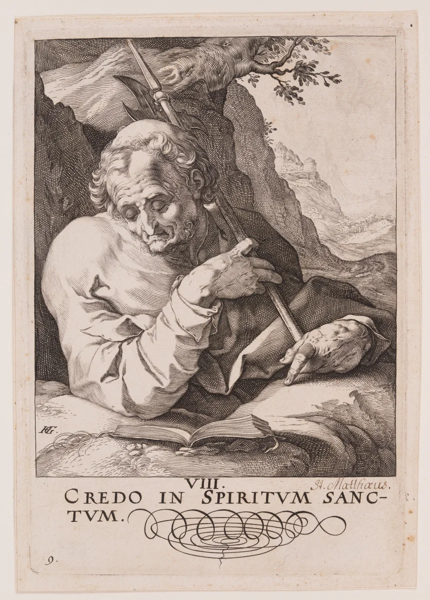 St Matthew, from Christ, the Apostles and St Paul with the Creed by Hendrick Goltzius, print, 1589