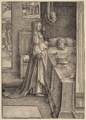 Jezebel Promising Naboth's Vineyard to King Ahab by Lucas van Leyden, print, 1516-1519