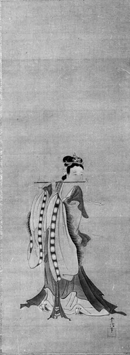 Yang Guifei Playing a Flute by Kano Tsunenobu, painting, 1636-1713