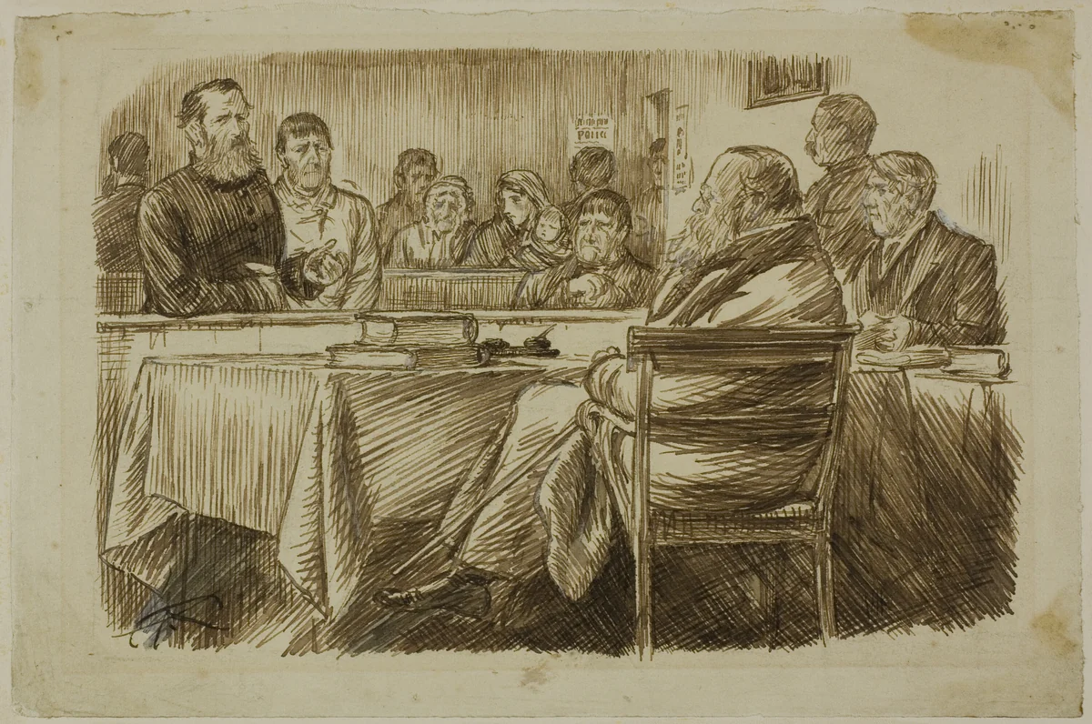 Court Scene by Charles Samuel Keene, drawing, 1870-1891