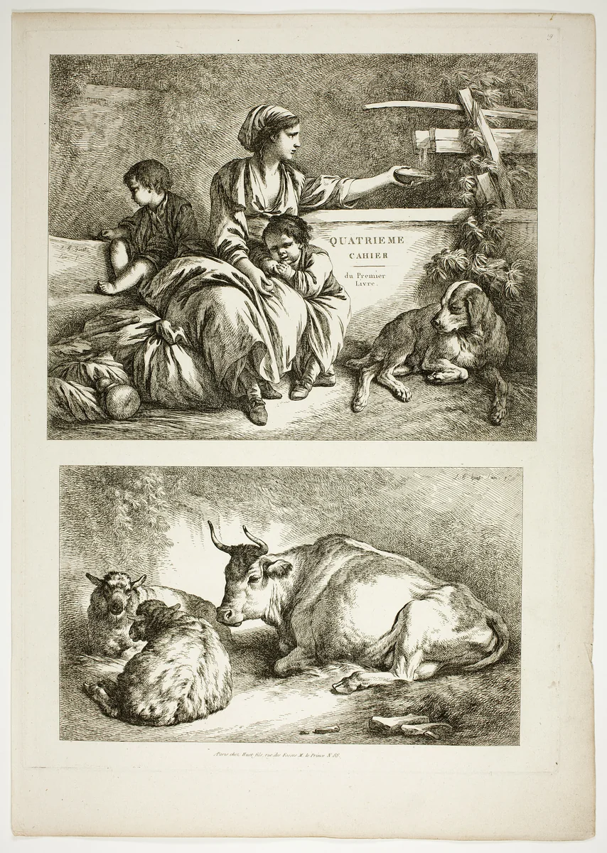 Plate Nineteen of 38 from Oeuvres de J. B. Huet by Jean Baptiste Huet, print, 1796-1799