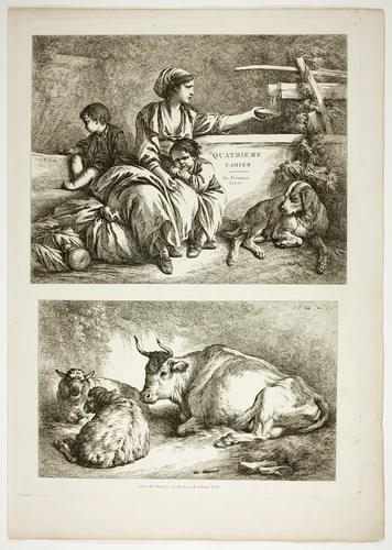 Plate Nineteen of 38 from Oeuvres de J. B. Huet by Jean Baptiste Huet, print, 1796-1799