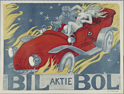 Poster for Bil Aktiebolaget (Car Company Inc.) by Akseli Gallen-Kallela, design, 1907