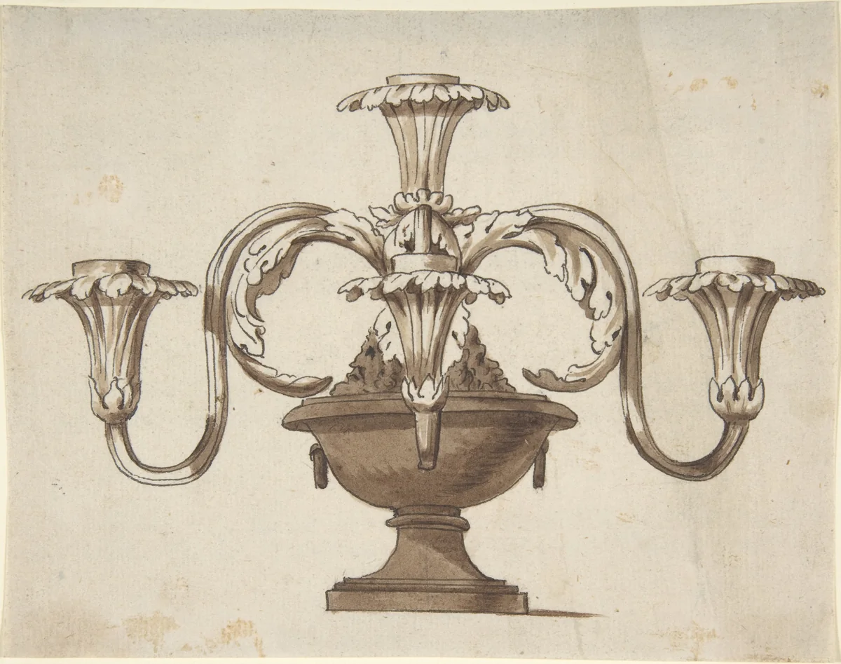 Design for a Candelabra by anonymous, drawing, 1800-1850
