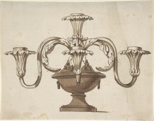Design for a Candelabra by anonymous, drawing, 1800-1850
