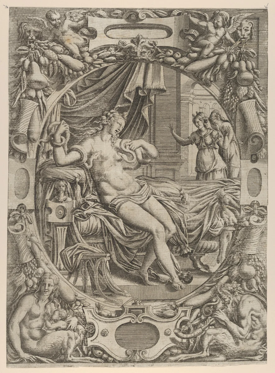 Cleopatra Bitten By an Asp by Jean Mignon, print, 1535-1555