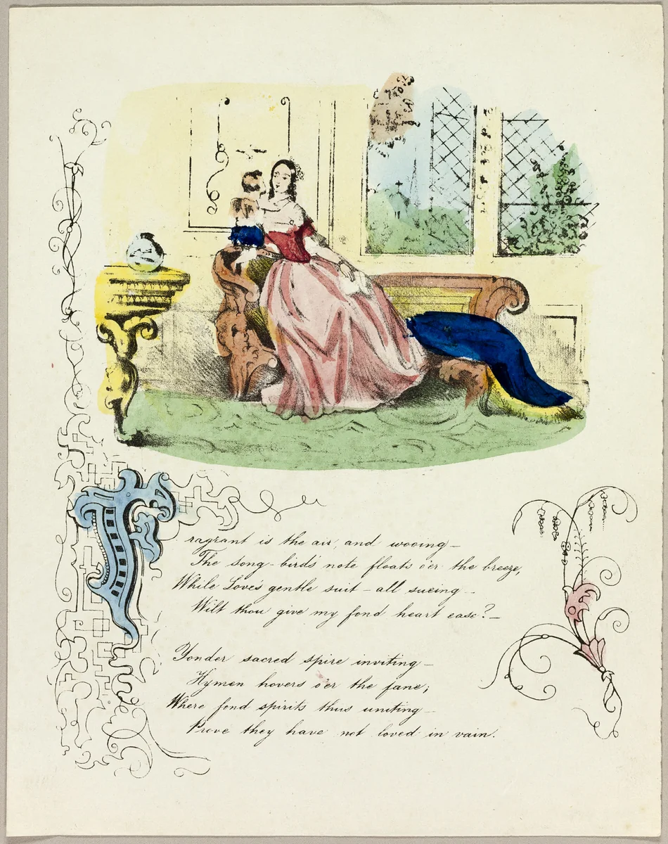 Fragrant is the Air and Wooing (valentine) by Unknown Artist, other, 1837-1847