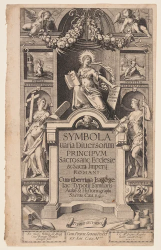 Title page to Symbola varia diversorum by Aegidius Sadeler, print, 1602