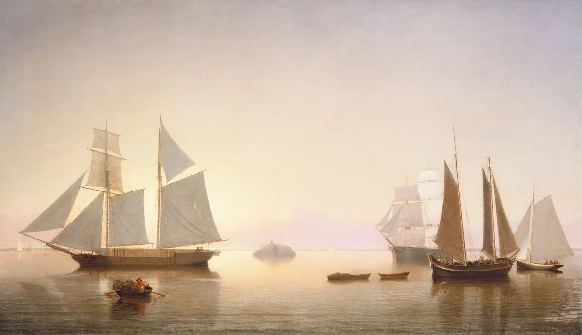 Becalmed off Halfway Rock by Fitz Henry Lane, painting, 1860