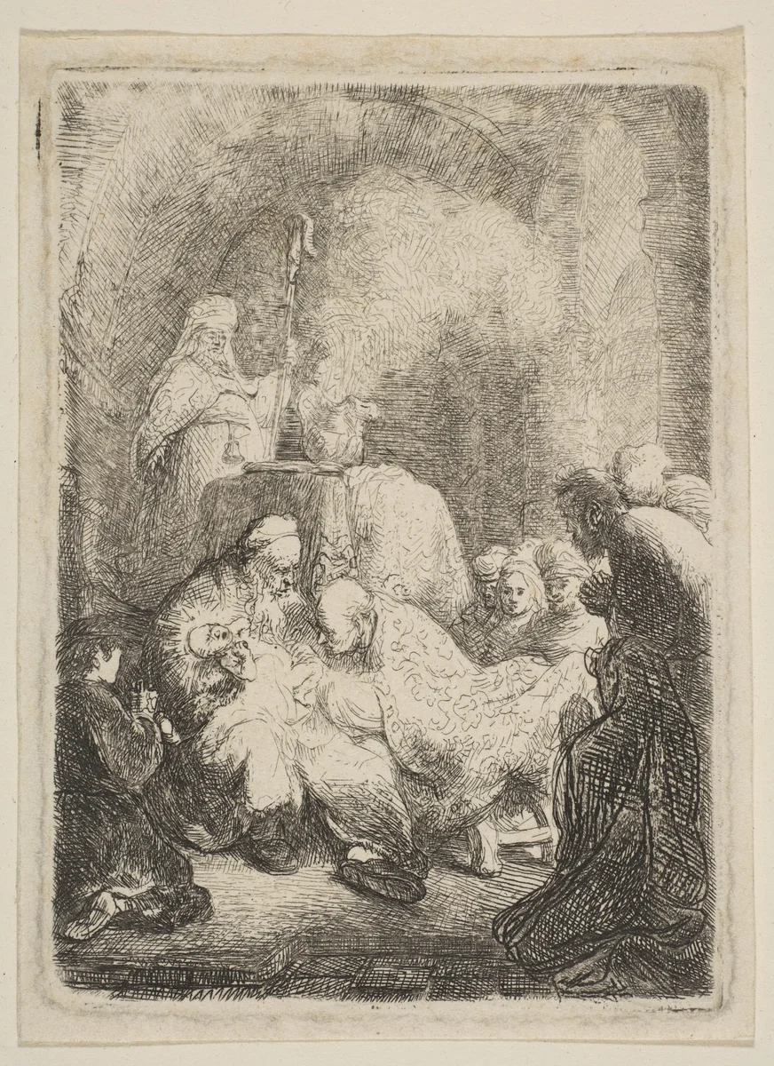 The Circumcision: Small Plate by Rembrandt van Rijn, print, 1625-1635