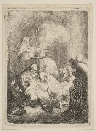 The Circumcision: Small Plate by Rembrandt van Rijn, print, 1625-1635