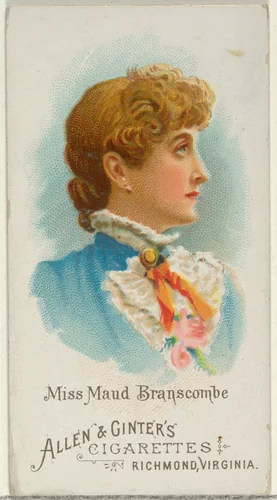 Miss Maud Branscombe, from World's Beauties, Series 1 (N26) for Allen & Ginter Cigarettes by Allen & Ginter, print, 1888