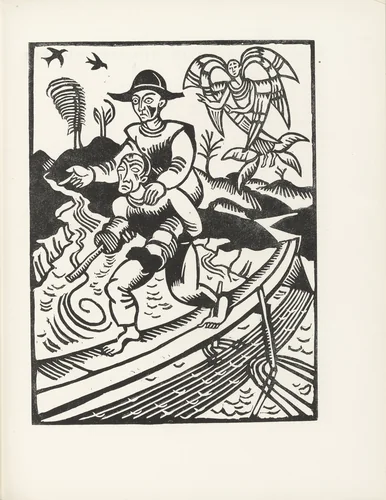 The Blind Man and the Cripple (Der Blinde und der Lahme) (plate, page 75) from the periodical Münchner Blätter für Dichtung und Graphik, vol. 1, no. 5 (May 1919) by Richard Seewald, periodical, 1919