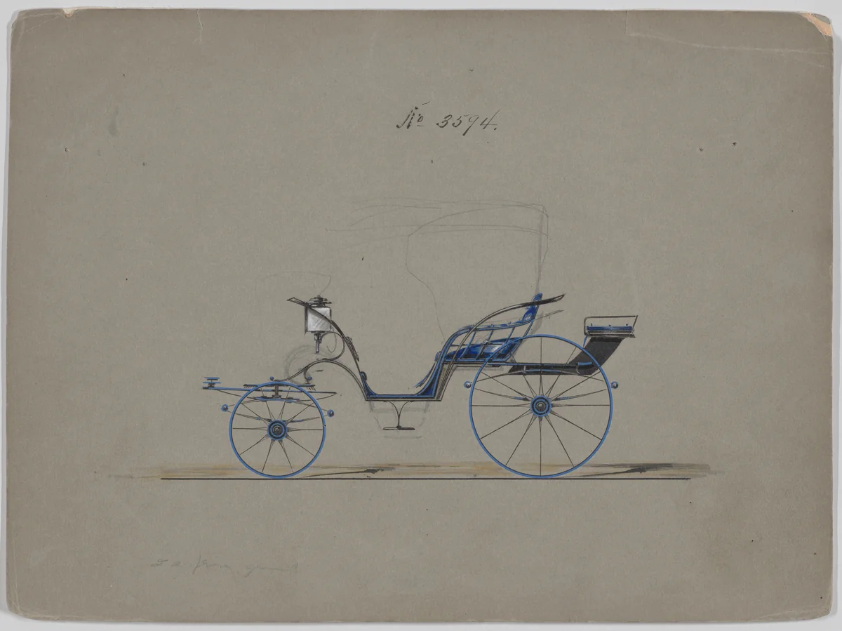 Design for Pony Phaeton, no. 3594 by Brewster & Co., drawing, 1880
