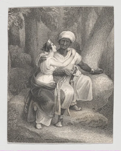 Aaron and Tamora (Shakespeare, Titus Andronicus, Act 2, Scene 3) by Charles Heath, print, 1825-1840