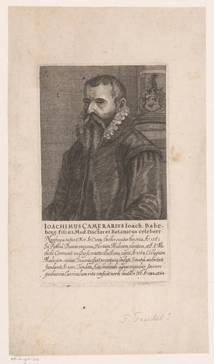 Portret van Joachim Camerarius II by Peter Troschel, print, 1630-1670